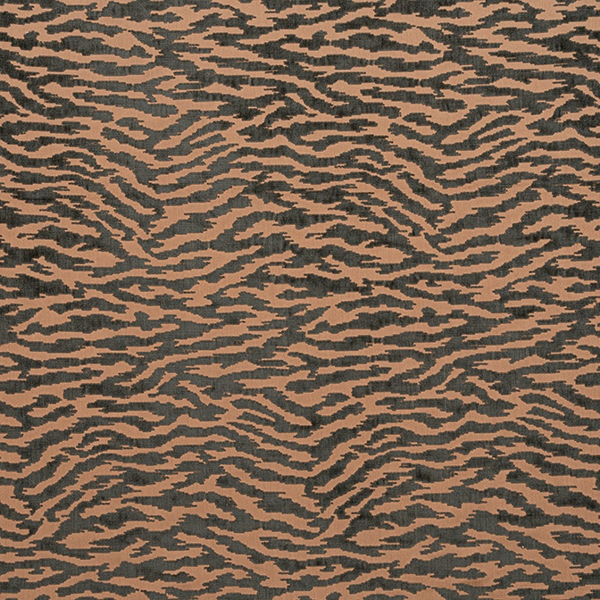 Anna French Tadoba Velvet Fabric in Charcoal on Caramel